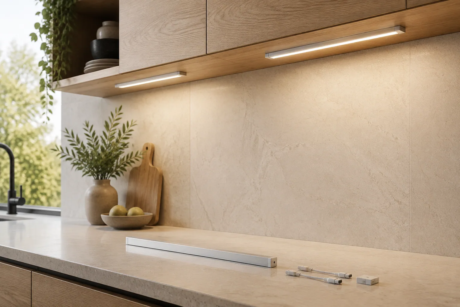 AI illustration of led cabinet lights; not a specific product from the named business.